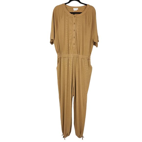 Lovers + Friends Karina Elastic Waist Jumpsuit in Cinnamon Brown Size XL - Picture 2 of 7